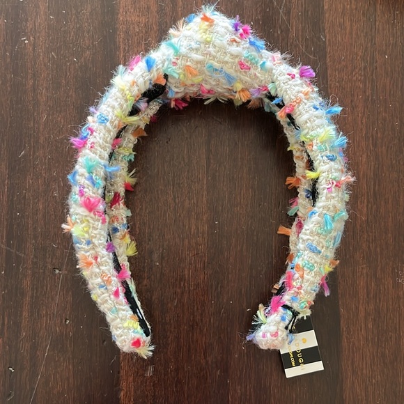 Lele Sadoughi Multicolor Boucle Knotted Headband Rainbow Confetti NWT - Picture 3 of 9